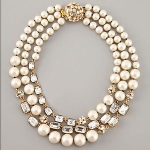 Kate Spade Pearl and crystal three strand necklace